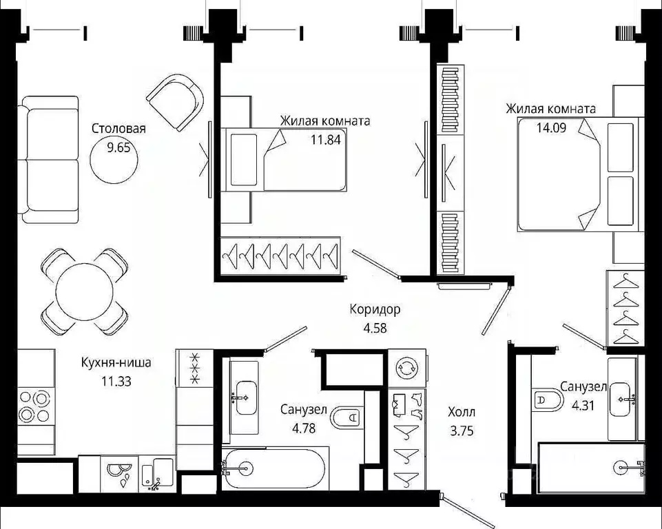 3-к кв. Москва ул. 4-я Марьиной рощи, 10к1 (64.33 м) - Фото 2