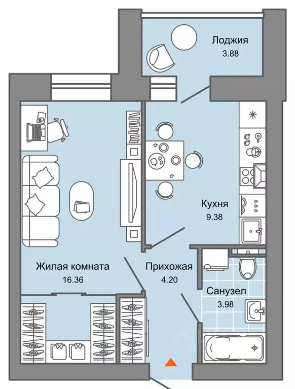 1-к кв. Кировская область, Киров Знак жилой комплекс (36.0 м) - Фото 0