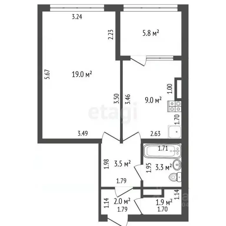 1-к кв. Севастополь просп. Генерала Острякова, 156 (38.4 м) - Фото 2