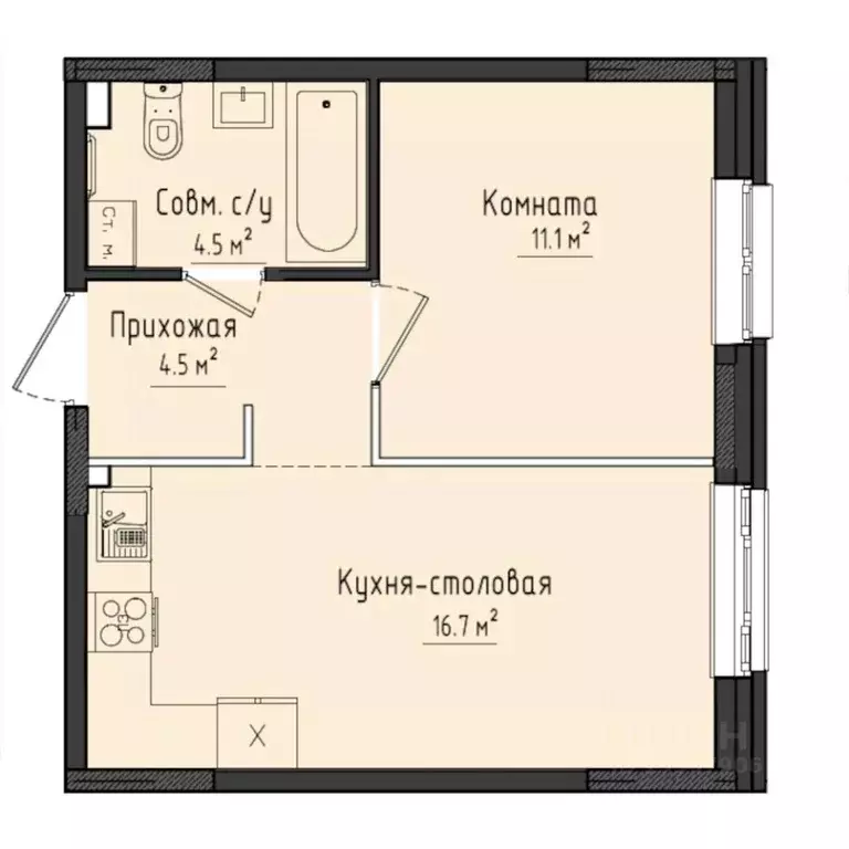 1-к кв. Удмуртия, Завьяловский район, с. Первомайский Город ... - Фото 1