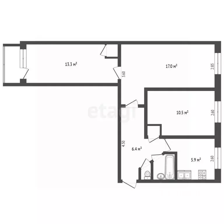 3-к кв. Крым, Бахчисарай ул. Макаренко, 4 (56.9 м) - Фото 2