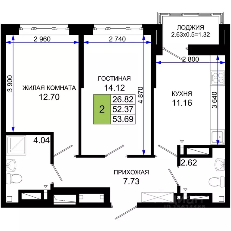 2-к кв. Ростовская область, Ростов-на-Дону Нефтекачка кв-л, Октябрь ... - Фото 0