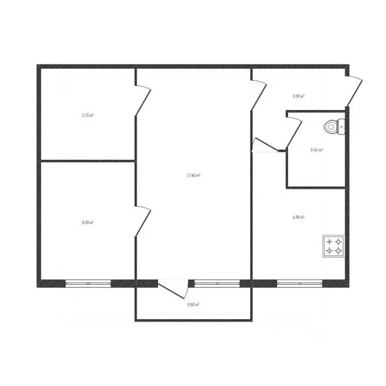 3-к кв. Брянская область, Брянск ул. Костычева, 31 (45.4 м) - Фото 2
