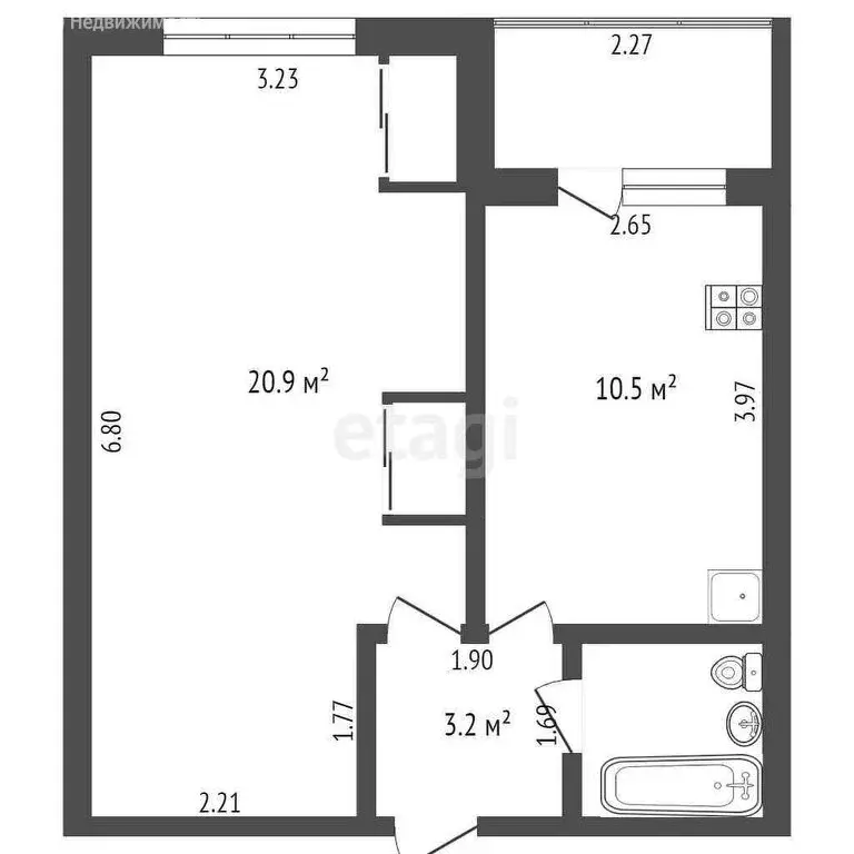 1-комнатная квартира: Тюмень, микрорайон Тарманы, улица Малышева, 14 ... - Фото 1