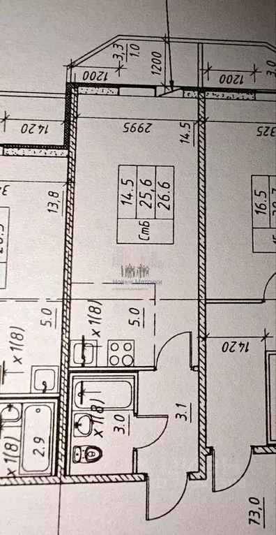 Студия Санкт-Петербург пос. Парголово, Заречная ул., 11к6 (26.6 м) - Фото 1