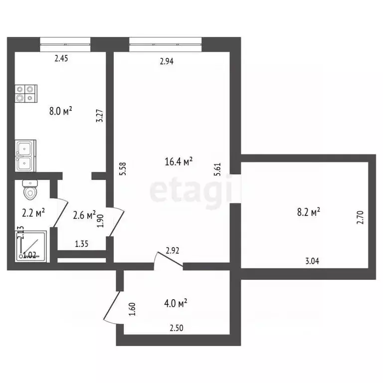 2-к кв. Алтайский край, Барнаул ул. Георгия Исакова, 133А (41.4 м) - Фото 2