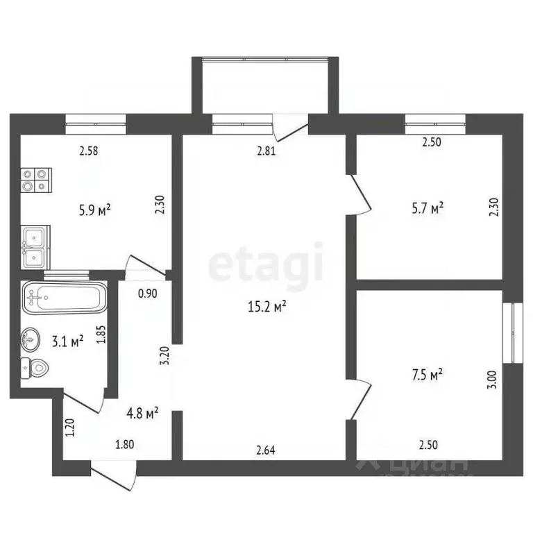 3-к кв. Мордовия, Рузаевка ул. Маяковского, 139 (42.2 м) - Фото 0