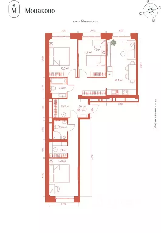 3-к кв. Ханты-Мансийский АО, Сургут 1А кв-л,  (84.36 м) - Фото 0