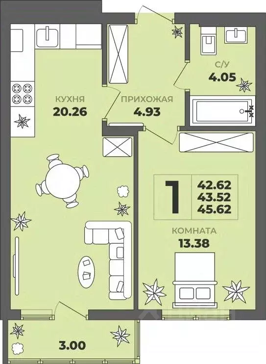 1-к кв. Калининградская область, Калининград ул. Генерала Толстикова, ... - Фото 1