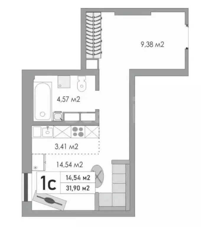 Квартира-студия: Оренбург, Яицкая улица, 9 (31.9 м) - Фото 1