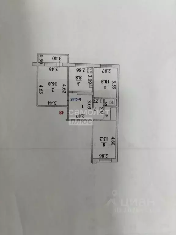 3-к кв. Липецкая область, Липецк ул. Жуковского, 27 (64.2 м) - Фото 2