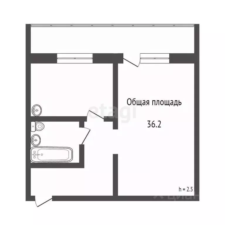 1-к кв. Томская область, Томск ул. Ивановского, 14 (36.0 м) - Фото 1