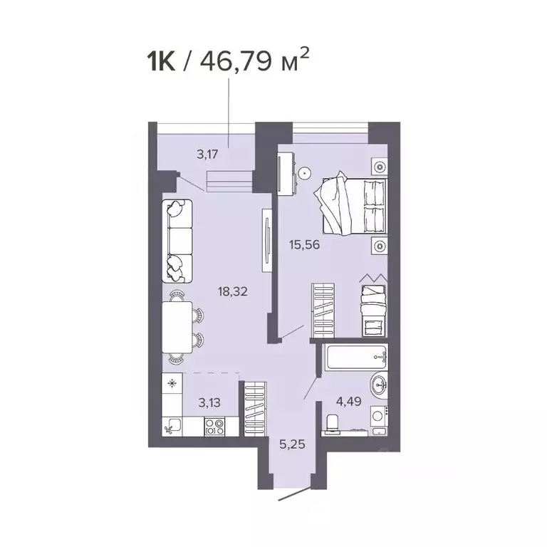 1-к кв. Новосибирская область, Новосибирск Нарымская ул., 22 (46.79 м) - Фото 0