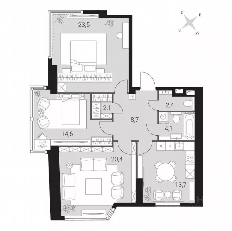 3-к кв. Москва ул. Академика Волгина, 2 (90.0 м) - Фото 1