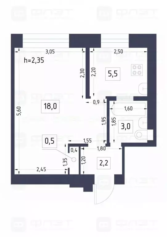 1-к кв. Татарстан, Казань ул. Горьковское Шоссе, 4 (29.2 м) - Фото 1