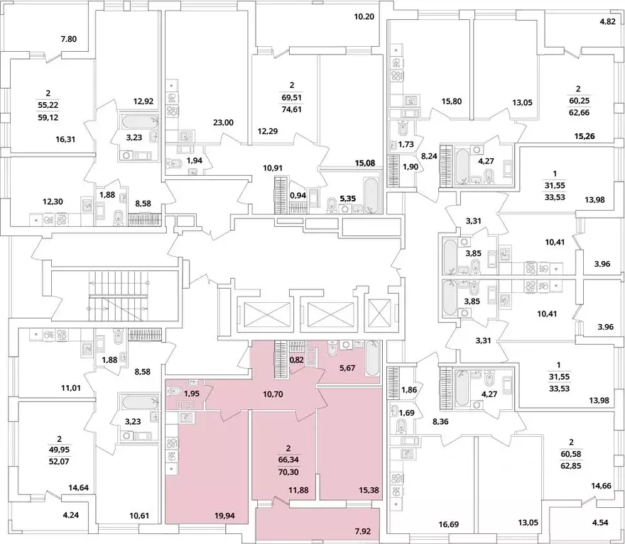 2-к кв. Санкт-Петербург Кубинская ул., 82к3с1 (70.5 м) - Фото 1