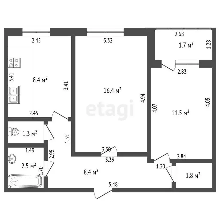 2-комнатная квартира: Стерлитамак, Полевая улица, 21 (50.3 м) - Фото 1