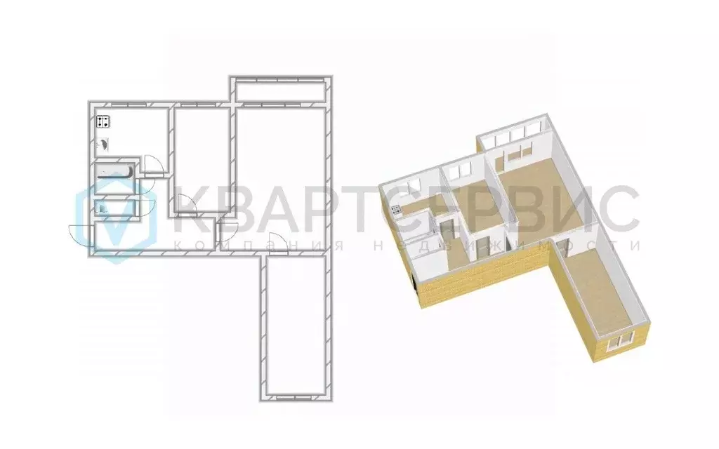 3-к кв. Омская область, Омск ул. Серова, 26а (58.8 м) - Фото 2