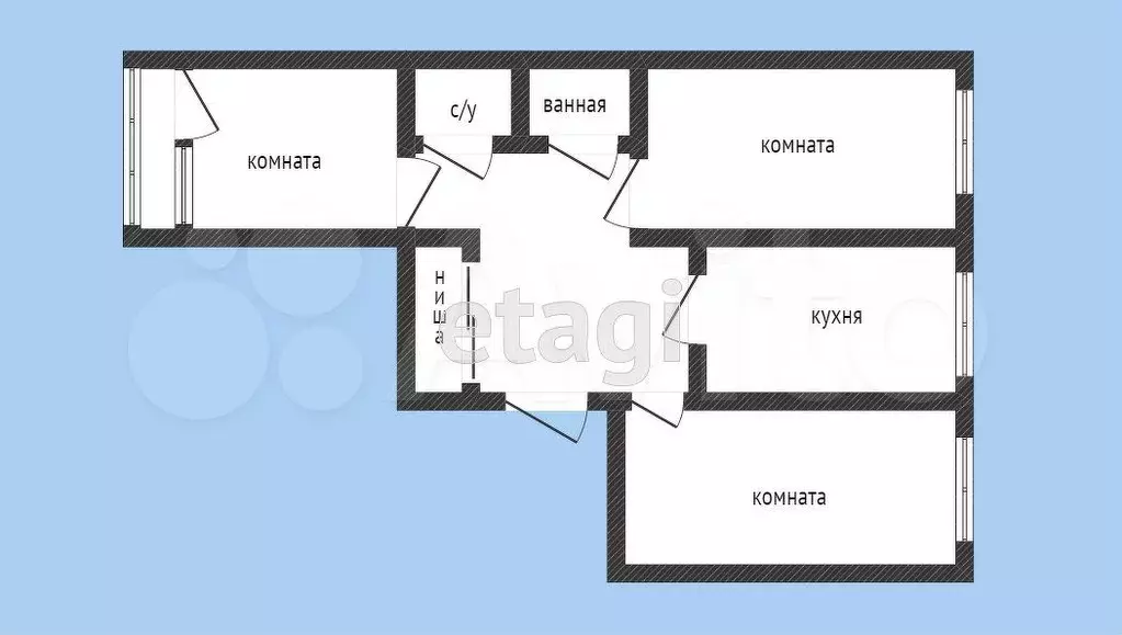 3-к. квартира, 60 м, 6/9 эт. - Фото 0