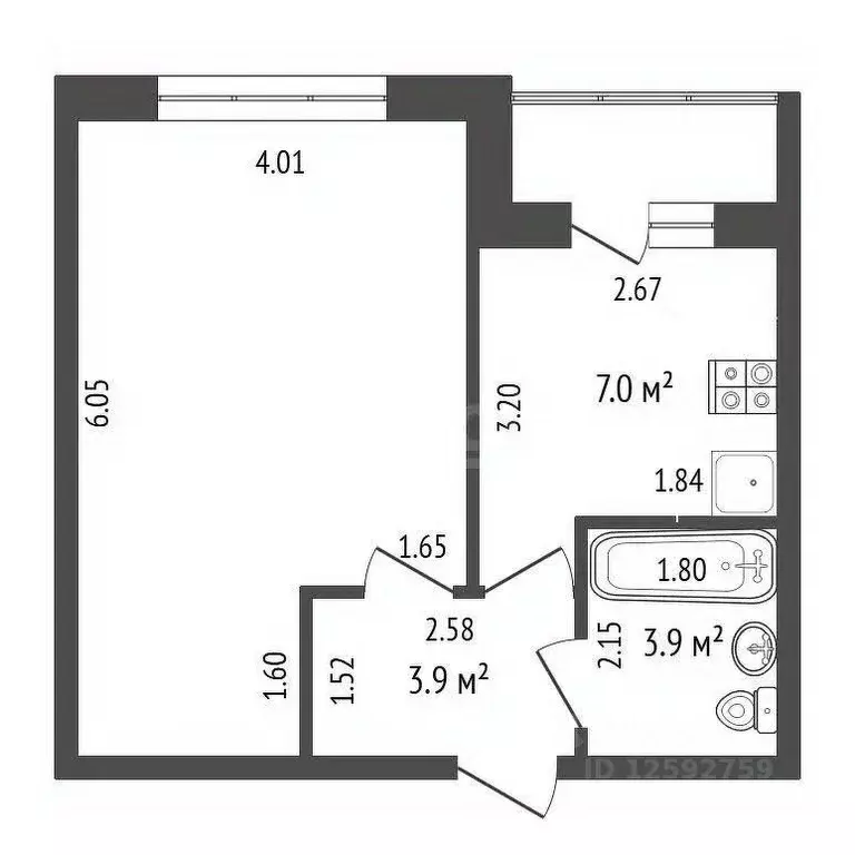 1-к кв. Тамбовская область, Тамбов Бастионная ул., 41 (37.6 м) - Фото 2