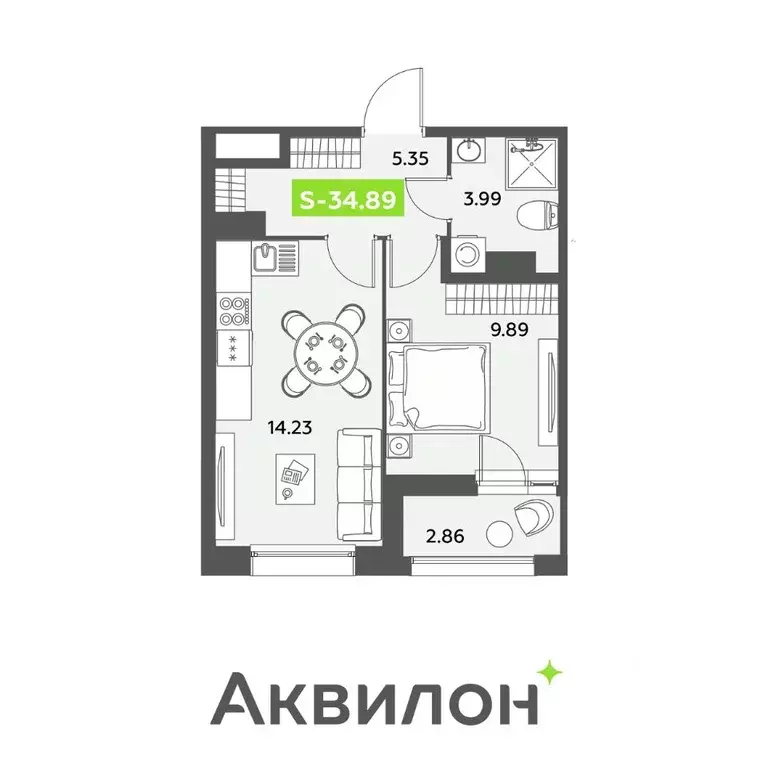 2-к кв. Санкт-Петербург ул. Среднерогатская, 11к2 (34.89 м) - Фото 0
