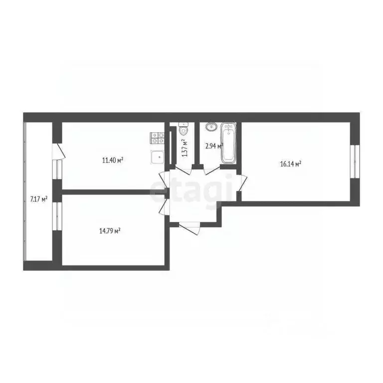 2-к кв. Тюменская область, Тюмень ул. Верхнетарманская, 1 (54.9 м) - Фото 1