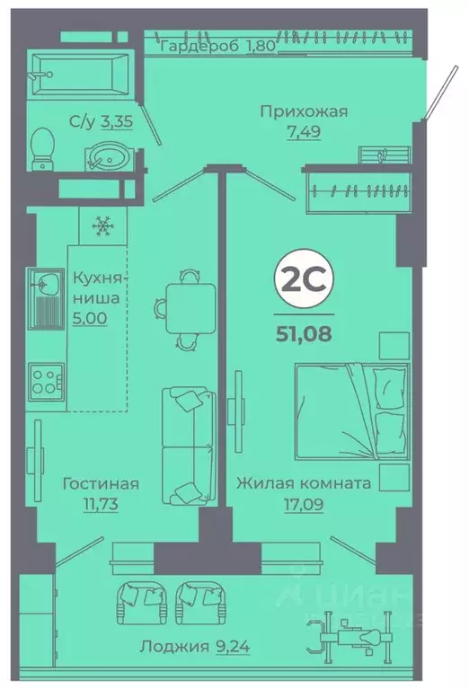 2-к кв. Ростовская область, Ростов-на-Дону Левенцовский мкр, ... - Фото 1