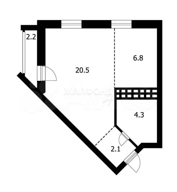 Квартира-студия, 33,7 м, 6/9 эт. - Фото 0