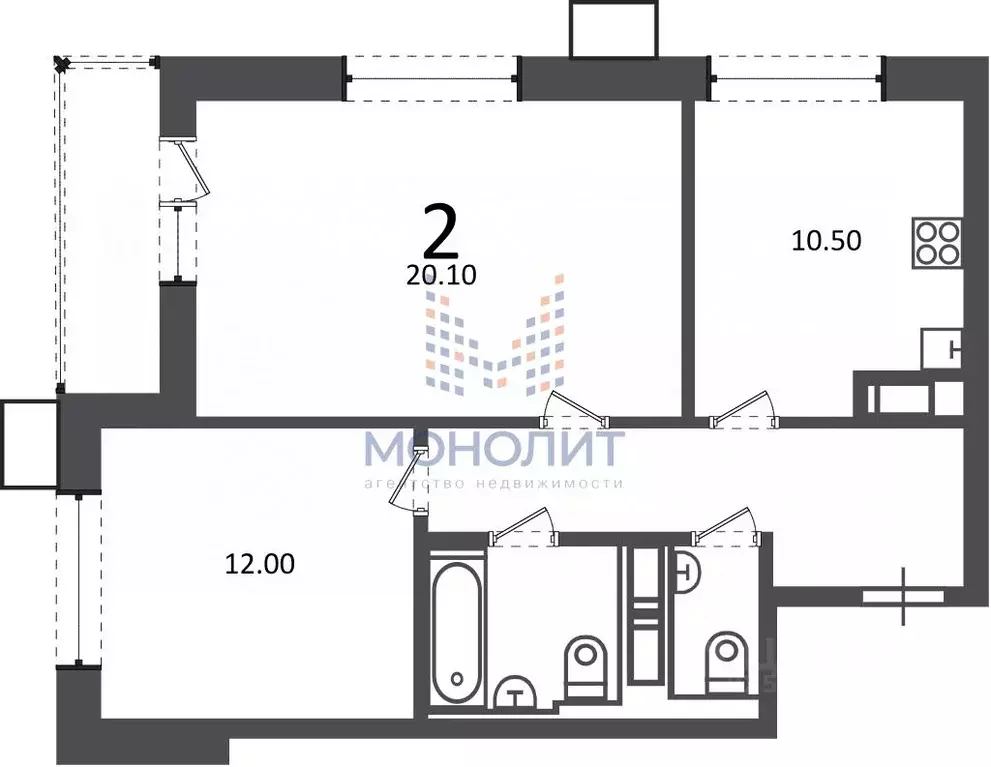2-к кв. Москва Болотниковская ул., 43К1 (56.6 м) - Фото 2