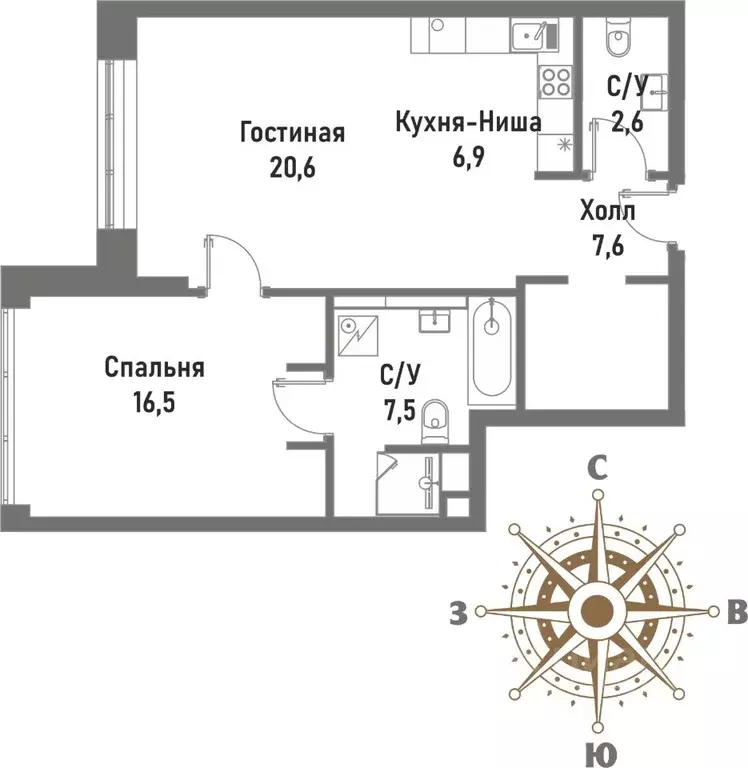 2-к кв. Москва Рубцовско-Дворцовая ул., 4 (61.5 м) - Фото 0