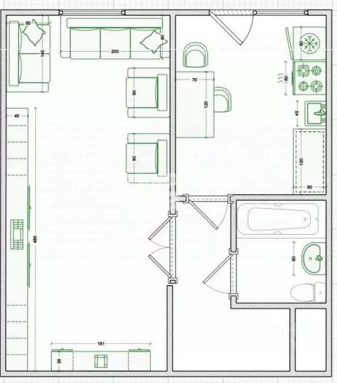 1-к кв. Омская область, Омск Верхнеднепровская ул., 263к5 (42.1 м) - Фото 2