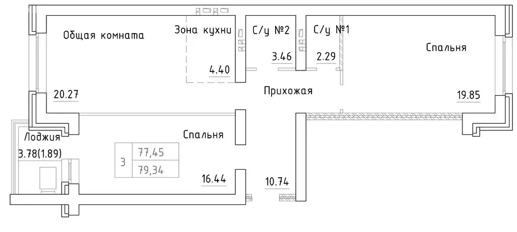 2-комнатная квартира: посёлок Элитный, Венская улица, 12 (77.45 м) - Фото 0