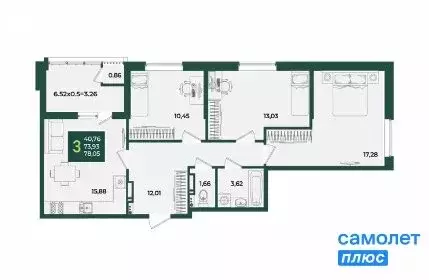 3-комнатная квартира: Краснодар, Штурвальная улица, 10 (78.1 м) - Фото 0