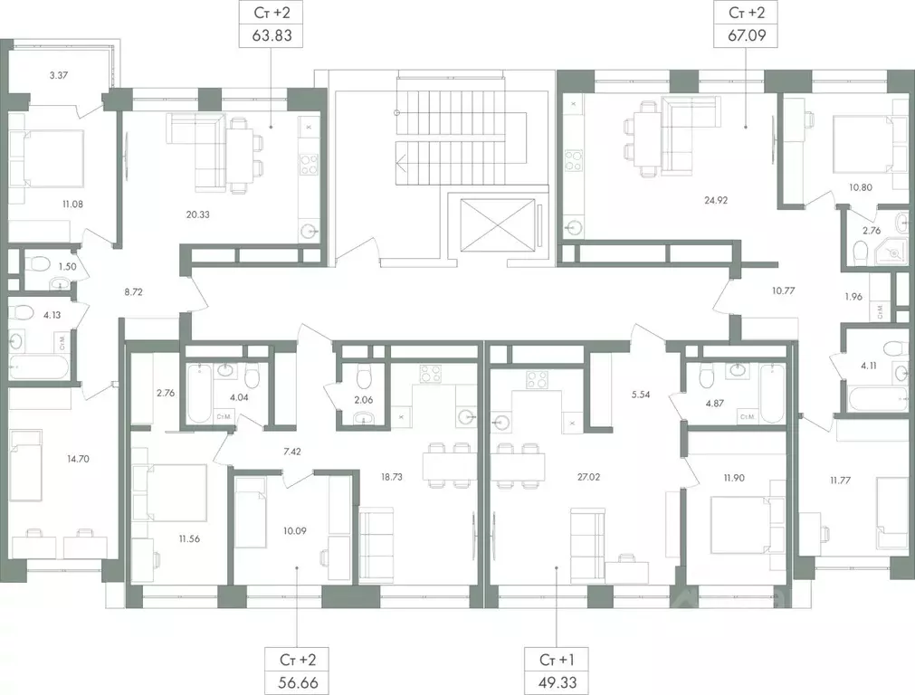 2-к кв. Ханты-Мансийский АО, Сургут ул. Крылова (63.83 м) - Фото 1