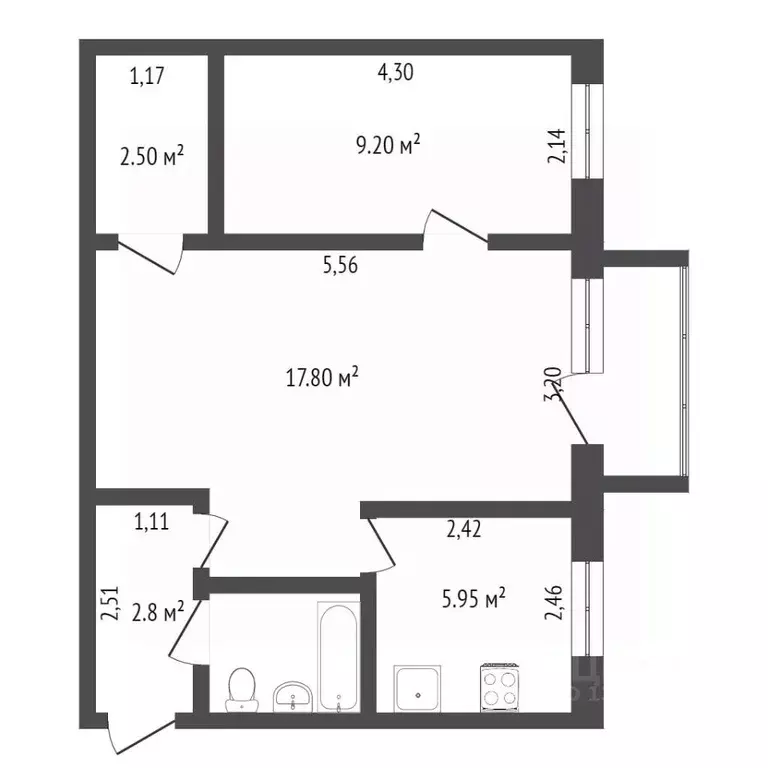 2-к кв. Бурятия, Улан-Удэ ул. Гастелло, 6 (44.2 м) - Фото 2