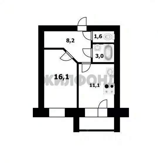 1-к кв. Новосибирская область, Новосибирск ул. Баумана, 3/2 (40.0 м) - Фото 0