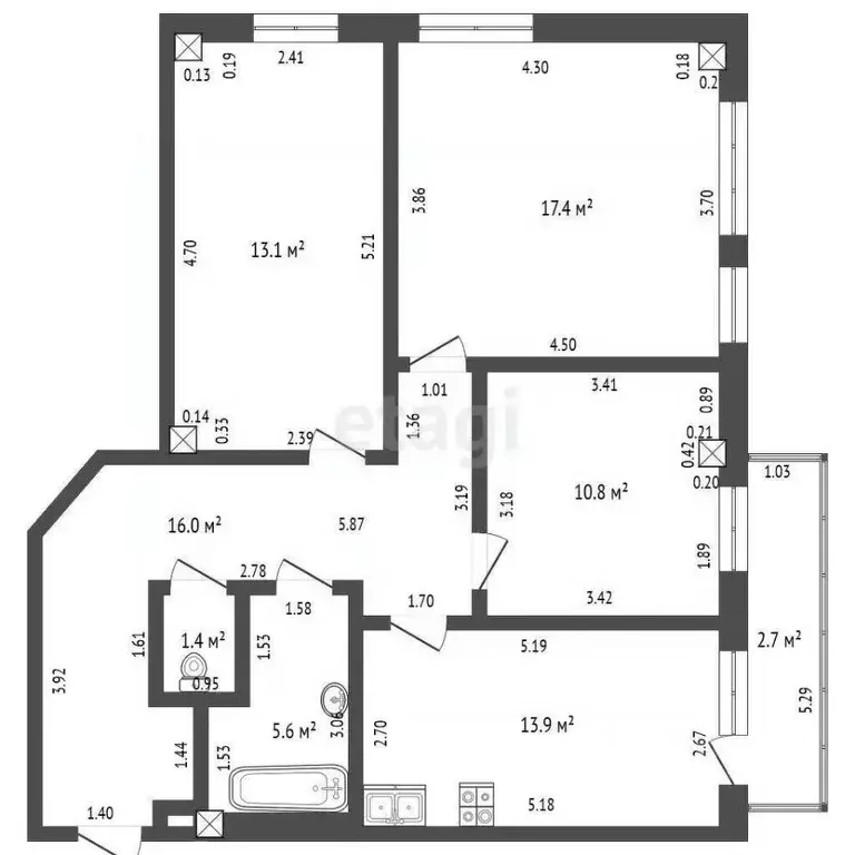 3-к кв. Татарстан, Набережные Челны Цветочный бул., 12В (81.0 м) - Фото 2