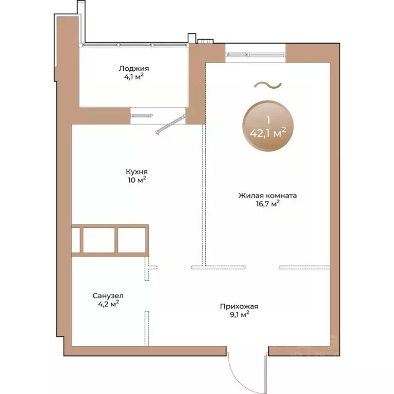 1-к кв. Красноярский край, Красноярск ул. Партизана Железняка (42.1 м) - Фото 0