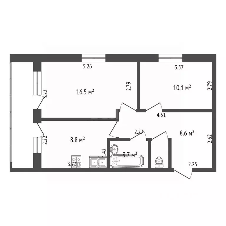 2-к кв. Нижегородская область, Красные Баки рп ул. Свердлова, 29 (48.0 ... - Фото 1