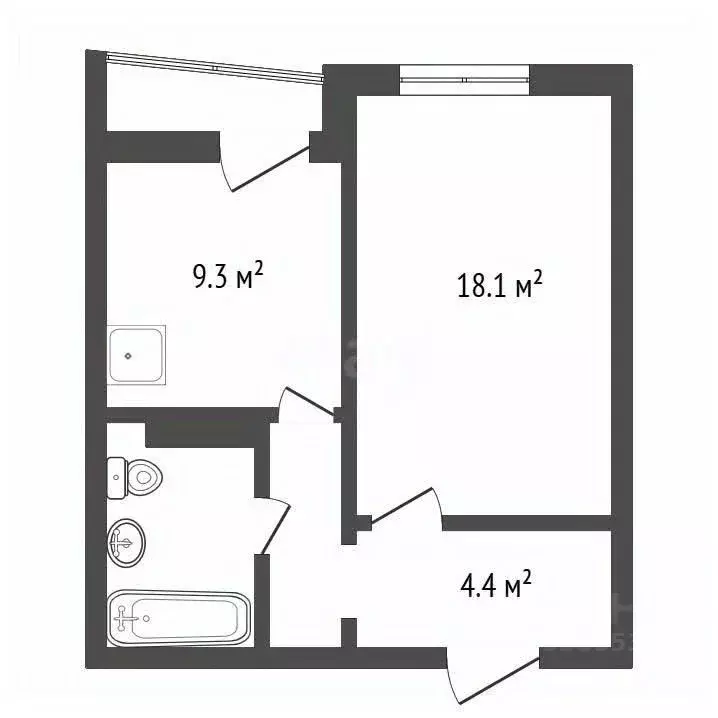 1-к кв. Красноярский край, Красноярск 9 Мая ул., 5 (38.8 м) - Фото 2