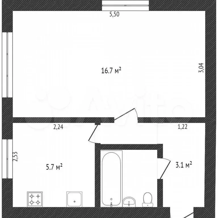 1-к. квартира, 30 м, 1/5 эт. - Фото 0