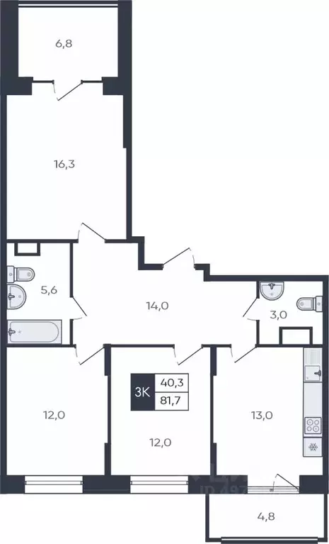 3-к кв. Чувашия, Чебоксары ул. Академика РАН Х.М. Миначева, поз11 ... - Фото 1