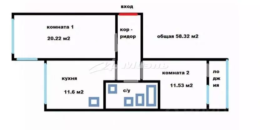 2-к кв. Крым, Симферополь ул. Батурина, 185 (58.32 м) - Фото 2