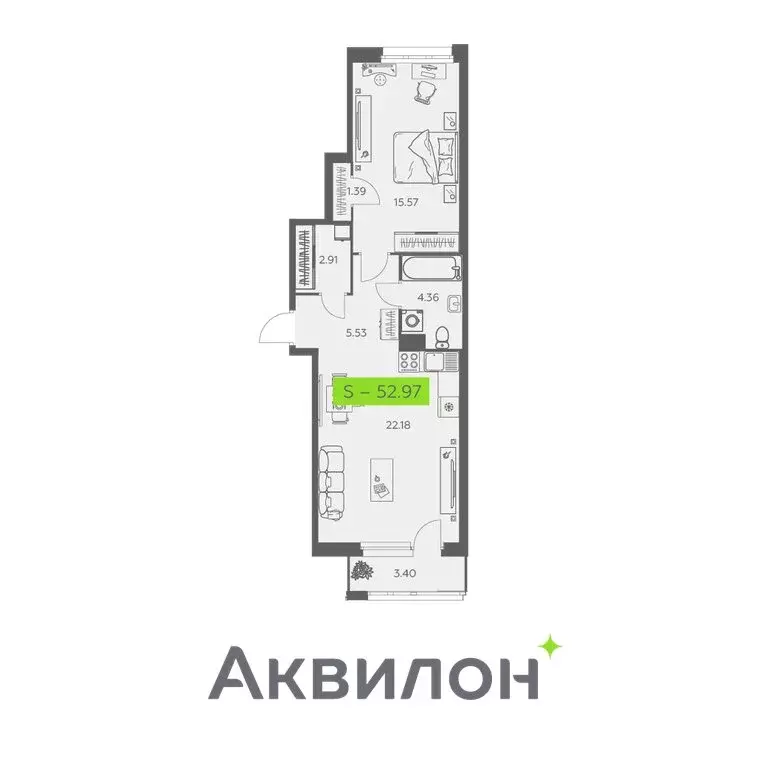 1-комнатная квартира: Архангельск, Троицкий проспект, 110 (52.97 м) - Фото 0