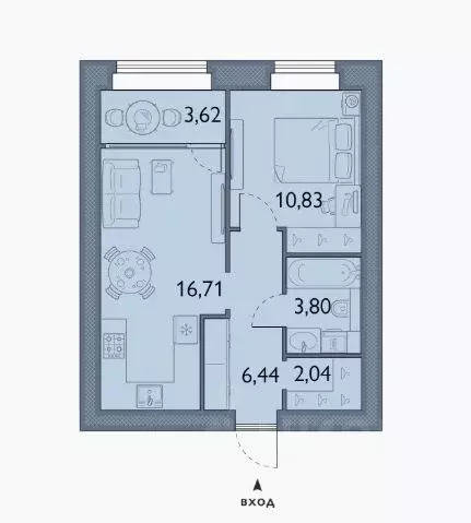1-к кв. Брянская область, Брянский район, пос. Мичуринский, ... - Фото 1