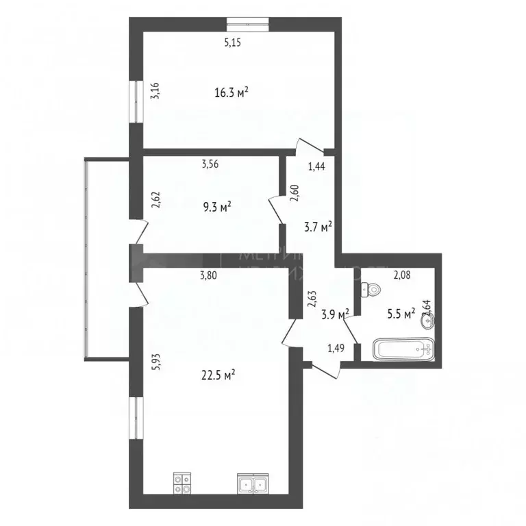 2-к кв. Тюменская область, Тюмень Широтная ул., 19к1 (61.2 м) - Фото 2