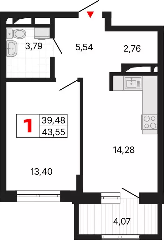 1-комнатная квартира: Екатеринбург, жилой район Втузгородок (43.98 м) - Фото 2