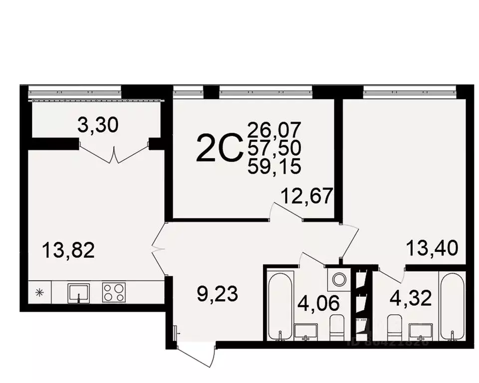 2-к кв. Тульская область, Тула пос. Горелки,  (59.15 м) - Фото 0