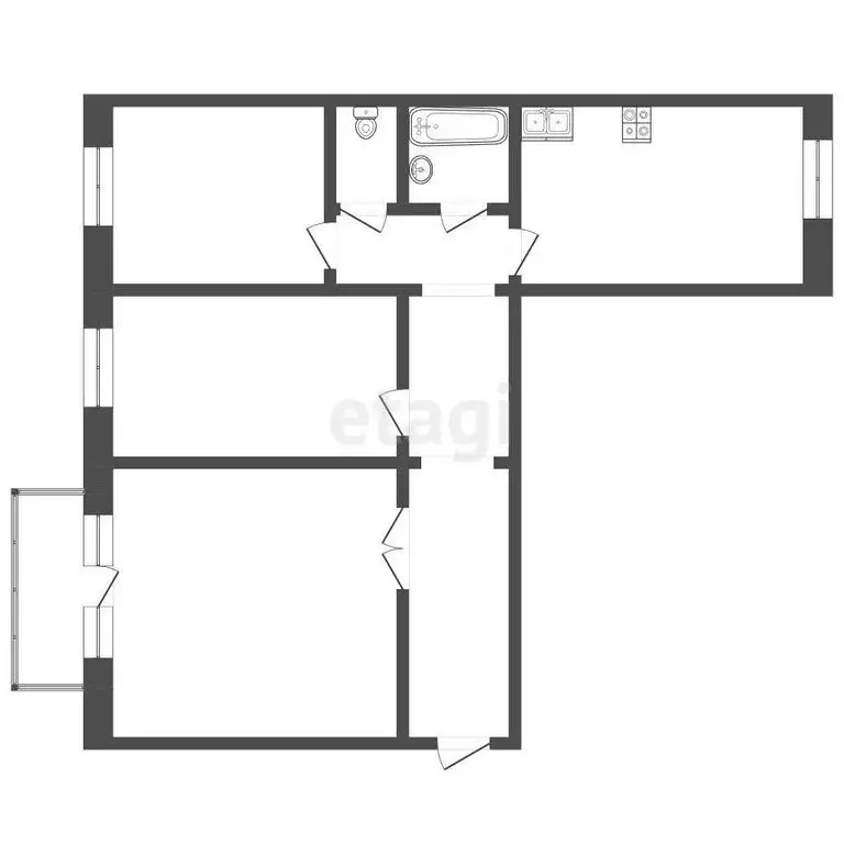 3-комнатная квартира: Омск, улица Кирова, 8/2 (69.4 м) - Фото 1