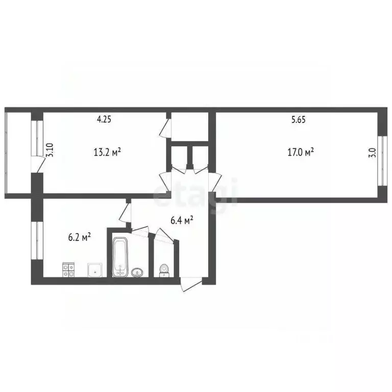 2-к кв. Ярославская область, Ярославль ул. 8 Марта, 9 (48.2 м) - Фото 1